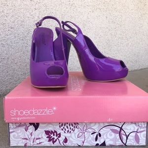 Purple peep toe heels